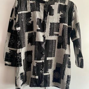 Abstract Geo Square Button Patch Blouse Size Medium